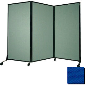Portable Acoustical Partition Panel, 88"x8'4" Fabric, With Casters, Royal Blue