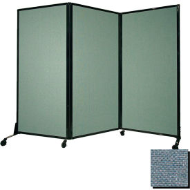Portable Acoustical Partition Panel, 80"x8'4" Fabric, With Casters, Powder Blue