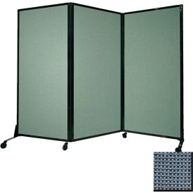 Portable Acoustical Partition Panel, 88"x8'4" Fabric, With Casters, Ocean