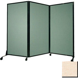 Portable Acoustical Partition Panel, 70"x8'4" Fabric, With Casters, Sand