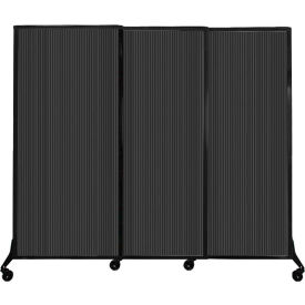 Portable Acoustical Partition Panels, Sliding Panels, 70"x 7' With Casters, Dark Gray
