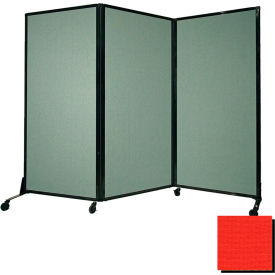 Portable Acoustical Partition Panel, 80"x8'4" Fabric, With Casters, Red