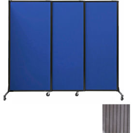Portable Acoustical Partition Panels, Sliding Panels, 88"x7' With Casters, Gray