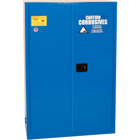 45 Gallon Poly Acid Corrosive Cabinet, Self-Close, 2 Door, 43"W x 18"D x 65"H, Blue