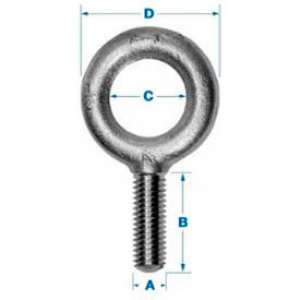 Carbon Eyebolt - 5/8-11 - 1-3/4" Shank - Galvanized - Made In USA