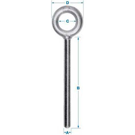 Carbon Eyebolt - 3/8-16 - 3" Shank - Zinc Plated - Made In USA