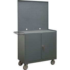 Mobile Bench Cabinet, Pegboard Panel, 46"W x 18-3/16"D x 67"H, Gray