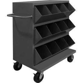 Durham Heavy Duty Steel Mobile Storage Bin - 12 Openings, 36"L x 24"W x 49-1/4"H