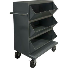 Heavy Duty Steel Mobile Storage Bin - 3 Openings, 36"L x 24"W x 49-1/4"H