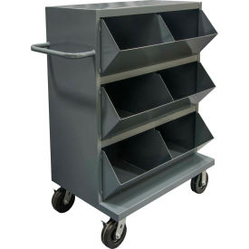 Heavy Duty Steel Mobile Storage Bin - 6 Openings, 36"L x 24"W x 49-1/4"H