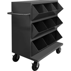 Heavy Duty Steel Mobile Storage Bin - 9 Openings, 36"L x 24"W x 49-1/4"H