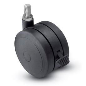 Threaded Stem Soft Tread Caster with Brake - 125mm Dia. 1/2-13 x 1 Stem Black