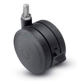 Threaded Stem Soft Tread Caster with Brake - 75mm Dia. 1/2-13 x 1 Stem Black