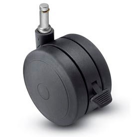 Grip Ring Stem Soft Tread Caster with Brake - 100mm Dia. 7/16 x 1-7/16 Stem Black