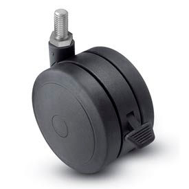 Threaded Stem Soft Tread Caster with Brake - 60mm Dia. 3/8-16 x 1 Stem Black