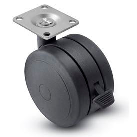 Swivel Top Plate Soft Tread Caster with Brake - 50mm Dia. Black