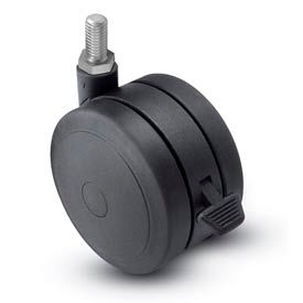 Threaded Stem Soft Tread Caster with Brake - 50mm Dia. 5/16-18 x 1 Stem Black