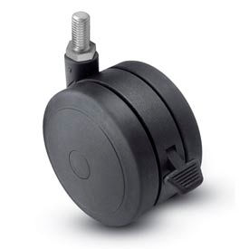 Threaded Stem Soft Tread Caster with Brake - 75mm Dia. 3/8-16 x 1 Stem Black