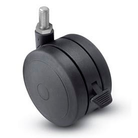Threaded Stem Soft Tread Caster with Brake - 50mm Dia. 3/8-16 x 3/4 Stem Black