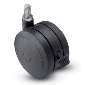Threaded Stem Soft Tread Caster with Brake - 60mm Dia. 5/16-18 x 1 Stem Black