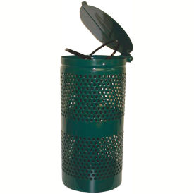 Steel Trash Receptacle with Stainless Steel Lid, Liner Trash Bags
