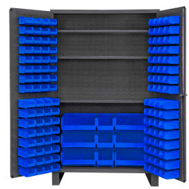 Flush Door - 137 Blue Bins, 16 Ga. All-Welded Cabinet 48x24x78