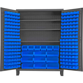Flush Door - 185 Blue Bins, 16 Ga. All-Welded Cabinet 60x24x84