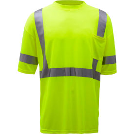 Class 3 Hi-Viz Moisture Wicking Birdseye Short Sleeve T-Shirt Lime Size Tall