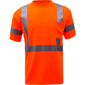 Class 3 Hi-Viz Moisture Wicking Birdseye Short Sleeve T-Shirt in Orange, 5XL