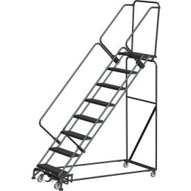 11 Step Steel Safety Stairway Slope Rolling Ladder Weight Actuated Lock 24" Expansion Step