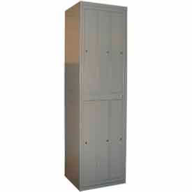 2-Tier 6 Door Locker w/ Cam Lock, 24-5/16"W x 21-1/4"D x 84-1/2"H, Gray, Assembled