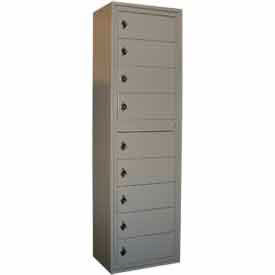 1-Tier 9 Door Locker with Combo Lock, 24"W x 16-1/4"D x 80-3/4"H, Gray, Assembled