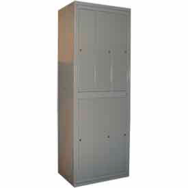 2-Tier 6 Door Garment Locker w/ Cam Lock, 31"W x 21-1/4"D x 84-1/2"H, Gray, Assembled
