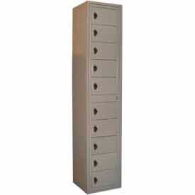 10 Door Garment Locker with Combo Lock, 16-1/2"W x 16-1/4"D x 77-1/2"H, Gray, Assembled