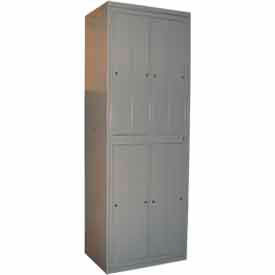 2-Tier 8 Door Garment Locker with Cam Lock, 31"W x 21-1/4"D x 84-1/2"H, Gray, Assembled