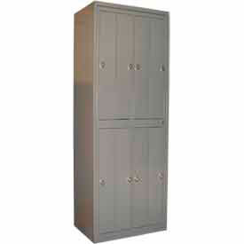 2-Tier 8 Door Garment Locker w/ Knob Lock, 31"W x 21-1/4"D x 84-1/2"H, Gray, Assembled