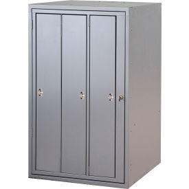 1-Tier 3 Door Locker w/ Knob Lock, 26"W x 21-1/2"D x 42-1/2"H, Silver Vein, Assembled