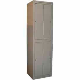 2-Tier 4 Door Locker with Cam Lock, 24-5/16"W x 21-1/4"D x 84-1/2"H, Gray, Assembled