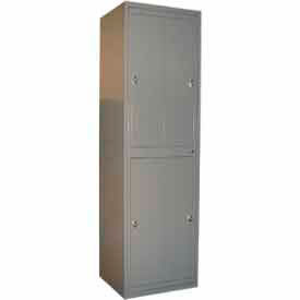 2-Tier 4 Door Locker w/ Knob Lock, 24-5/16"W x 21-1/4"D x 84-1/2"H, Gray, Assembled