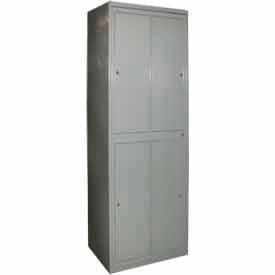 2-Tier 4 Door Garment Locker with Cam Lock, 31"W x 21-1/4"D x 84-1/2"H, Gray, Assembled