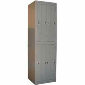 2-Tier 8 Door Locker w/ Knob Lock, 24-5/16"W x 21-1/4"D x 84-1/2"H, Gray, Assembled
