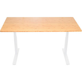 RU-WB Rise Up Electric Adjustable Height Standing Desk, Bamboo Top & White Frame