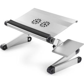 WorkEZ Cool Laptop Stand with Fans, USB Ports & Mouse Pad, Silver