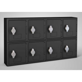 2-Tier 4 Door Locker with Hasp Lock, 22"W x 4"D x 12-1/2"H, Black, Assembled
