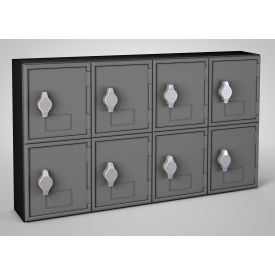 2-Tier 8 Door Locker with Hasp Lock, 22"W x 4"D x 12-1/2"H, Black/Gray, Assembled