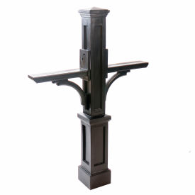 Mayne Newport Plus Double Mailbox Post - 56"H Black