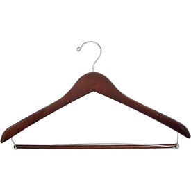 17" Wood Hanger for Men's Suit, Standard Hook, Walnut w/ Chrome Hardware, 100/Case