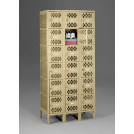 6-Tier 18 Door Ventilated Locker with Legs, 36"W x 18"D x 78"H, Sand, All-Welded