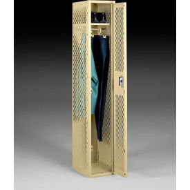 1-Tier 1 Door Ventilated Locker, 12"W x 18"D x 72"H, Medium Gray, All-Welded