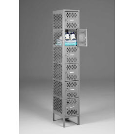 6-Tier 6 Door Ventilated Locker, 12"W x 18"D x 72"H, Medium Gray, All-Welded